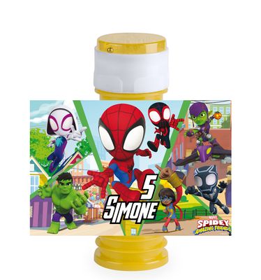 etichette adesive bolle di sapone spidey fantastici amici personalizzate con nome