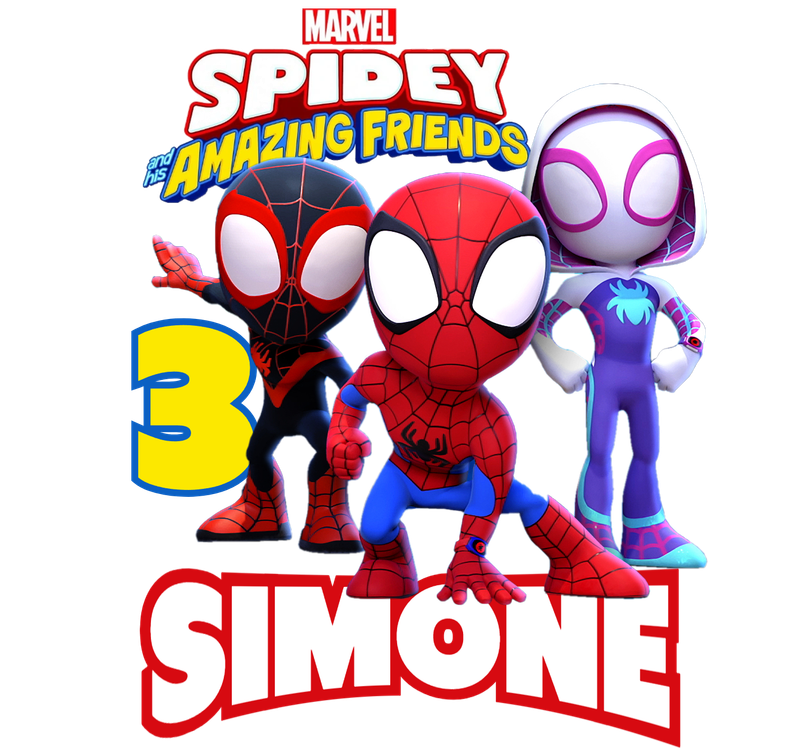 adesivi sagomati spidey e i suoi amici personalizzati con nome per bicchieri carta e scatoline