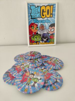 Quadro stampa Teen Titans Go personalizza centro tavola festa
