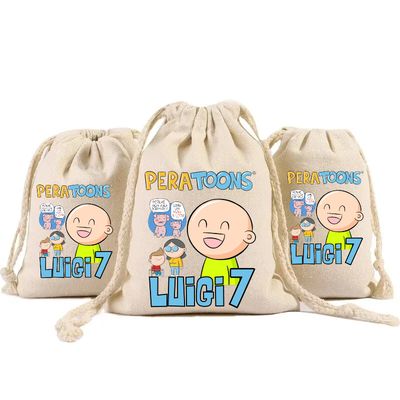 sacchetti in cotone porta confetti bomboniera personalizzati festa compleanno a tema pera toons