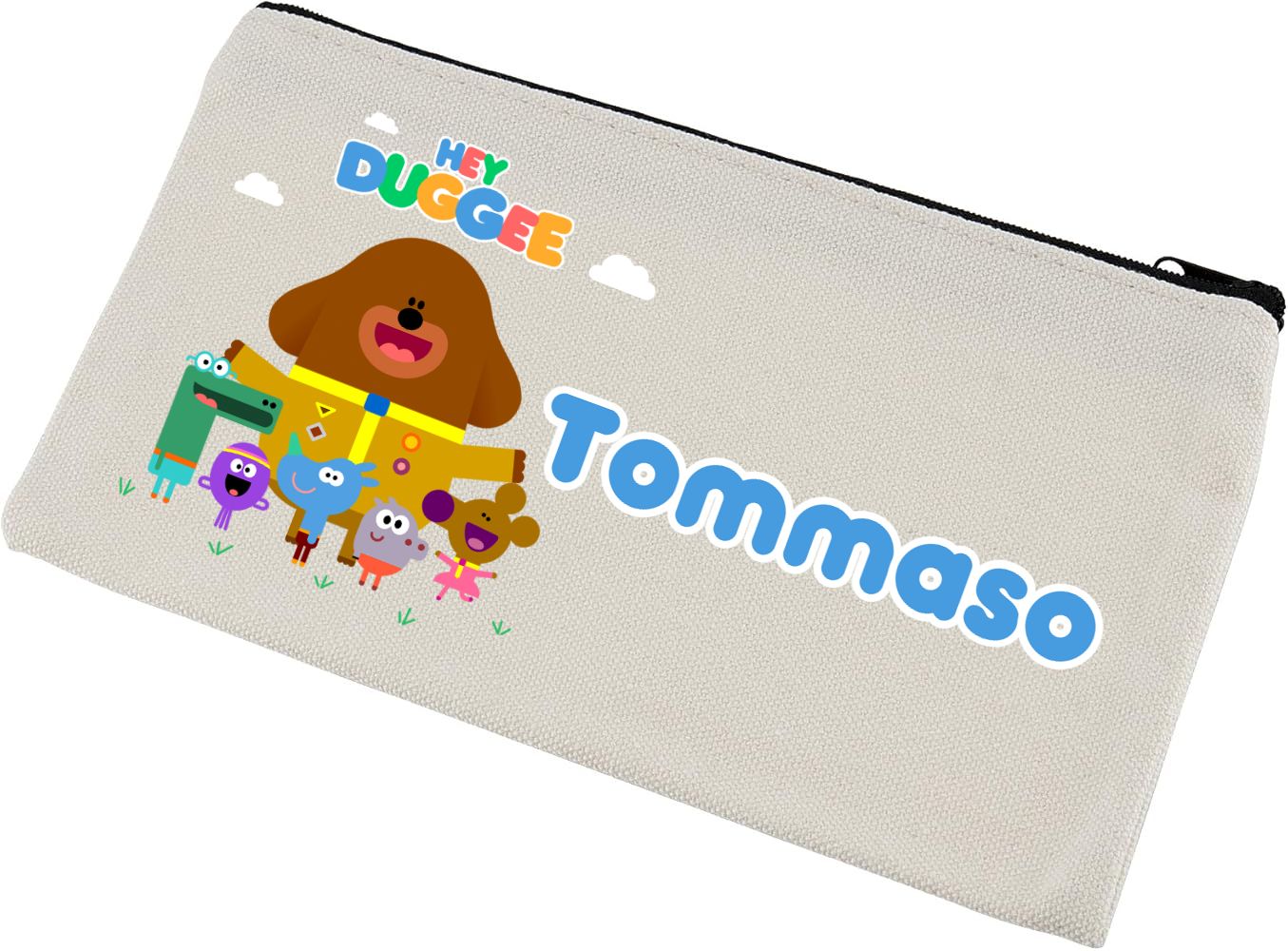 Astucci matite scuola Hey Duggee personalizza con nomi invitati festa