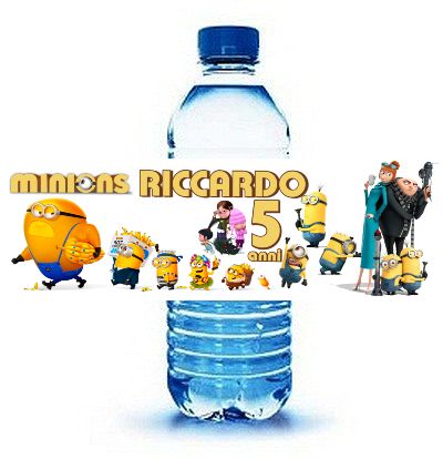 etichette adesivi bottiglia acqua personalizza festa compleanno Minions cattivissimo me
