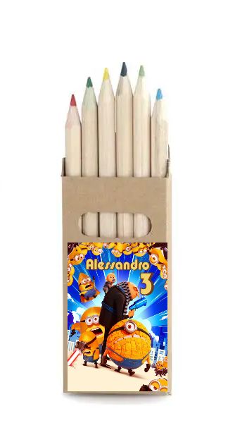 set matite colori personalizzate animali fattoria regalini fine festa compleanno Minions cattivissimo me