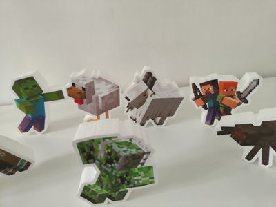 8 Sagome polistirolo Minecraft statuine centro tavolo torta