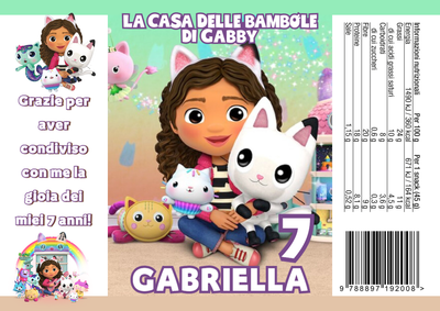 Gabby's dollhouse casa delle bambole sacchetti buste patatine piccole personalizzate festa compleanno