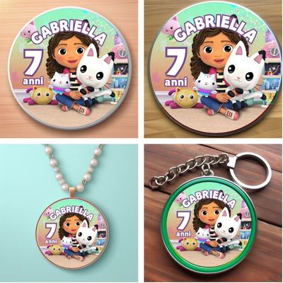 gadget regalini pensierini personalizzate fine festa compleanno Gabby's dollhouse casa delle bambole