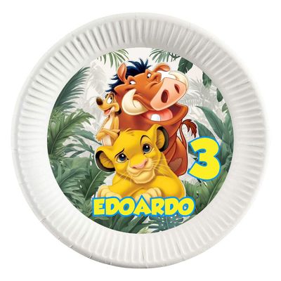 Dischi tondi piatti carta Simba re leone personalizza kit festa