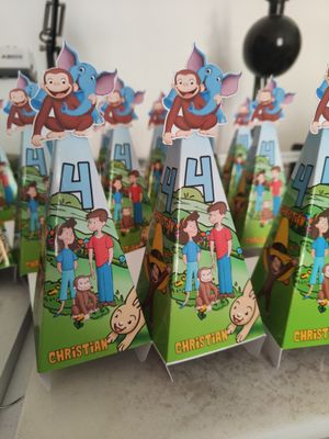 Scatolina Scimmietta George piramide porta regalo confetti bomboniera