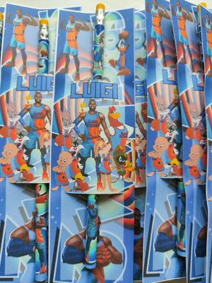 10 Matite segnaposto Space Jam personalizza regali fine festa