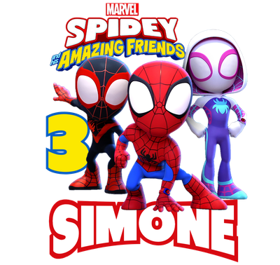 adesivi sagomati spidey e i suoi amici personalizzati con nome per bicchieri carta e scatoline