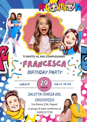 Biglietti Invito Me contro Te Personalizza festa compleanno
