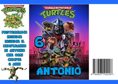bustina sacchetto regalo personalizzato per feste di compleanno a tema tartarughe ninja turtle