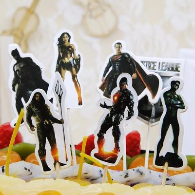 bandierine personalizzate topper cake torte panini tramezzini justice league