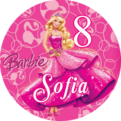 Adesivo personalizzato cialda torta polistirolo scenografica barbie