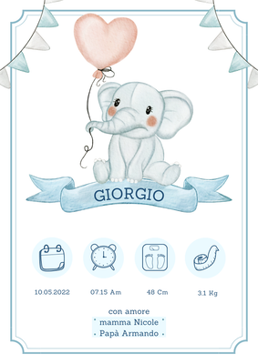 Festa nascita Elefantino per bimbo e bimba