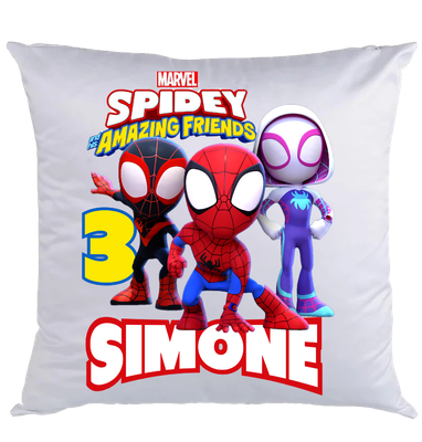 Federa Cuscino personalizzato con nome stampa foto in DTF Spidey e i suoi amici