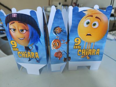 Scatoline faccine emoji personalizzate festa compleanno a tema