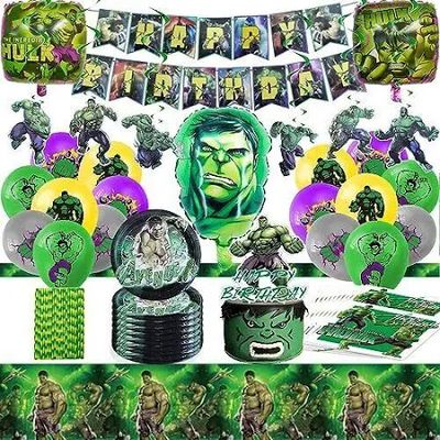 kit compleanno hulk personalizza piatti bicchieri tovaglia festa a tema