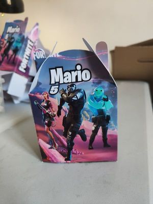 scatolina fortnita personalizzata porta confetti regalini fine festa compleanno a tema