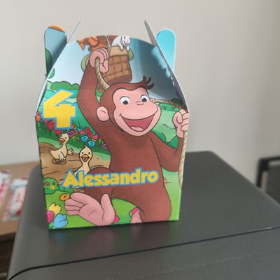 1 Scatolina Scimmietta George personalizza porta regalini confetti fine festa
