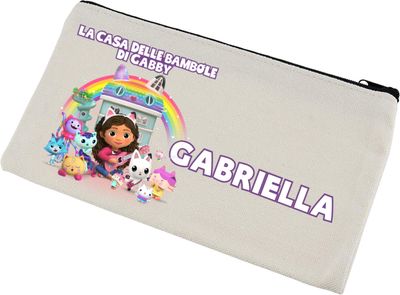 Astucci matite scuola Gabby Dollhouse personalizza con nomi invitati festa