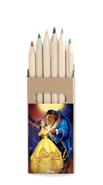 10 set matite colori Bella e la Bestia personalizza regali fine festa