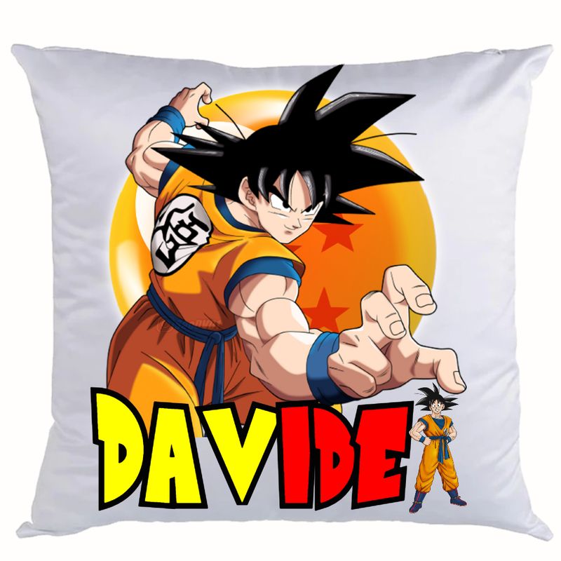 Federa Cuscino Dragon Ball personalizza con nome stampa foto in DTF Federa Cuscino Dragon Ball personalizza con nome stampa foto in DTF