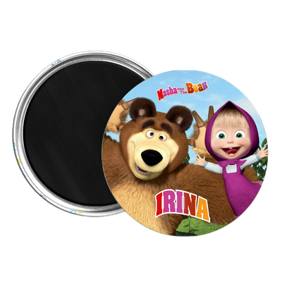 10 Magneti Masha e Orso Calamite frigo tondo 5.8cm personalizzabile