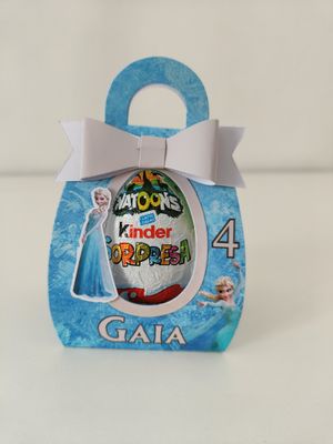 1 Scatolina Ovetto Kinder Anna Elsa Frozen personalizzata