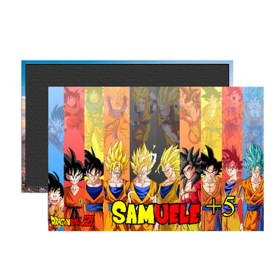 4 Magneti Dragon Ball Calamite frigo grande rettangolare personalizzabile