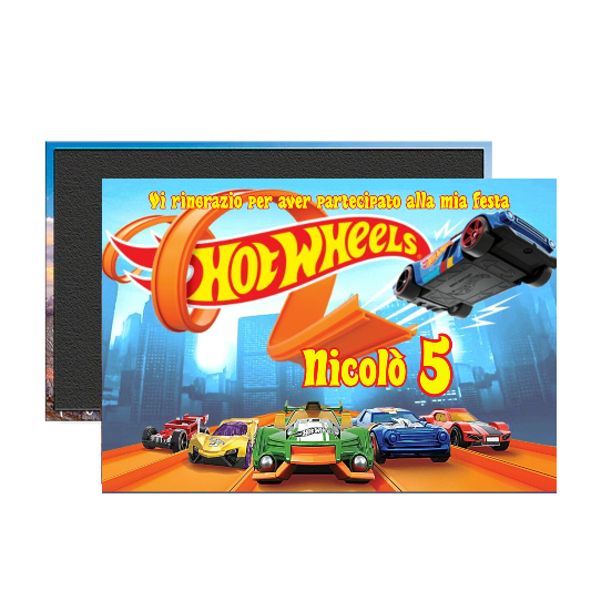 4 Magneti Hot Wheels Calamite frigo grande rettangolare personalizzabile