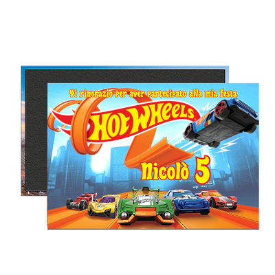 4 Magneti Hot Wheels Calamite frigo grande rettangolare personalizzabile