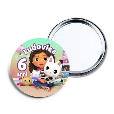 6 specchietti da borsa gabby dollhouse personalizza regali festa per bambine