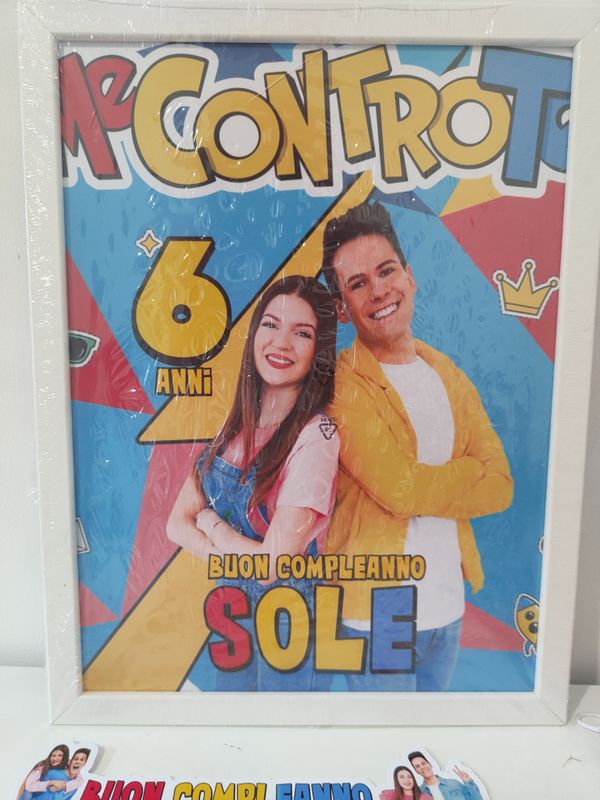 Quadretto Me contro Te personalizza centrotavola kit festa compleanno