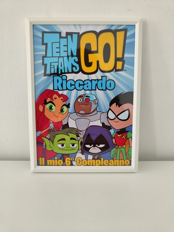 Quadretto Teen Titans Go personalizza centrotavola kit festa compleanno