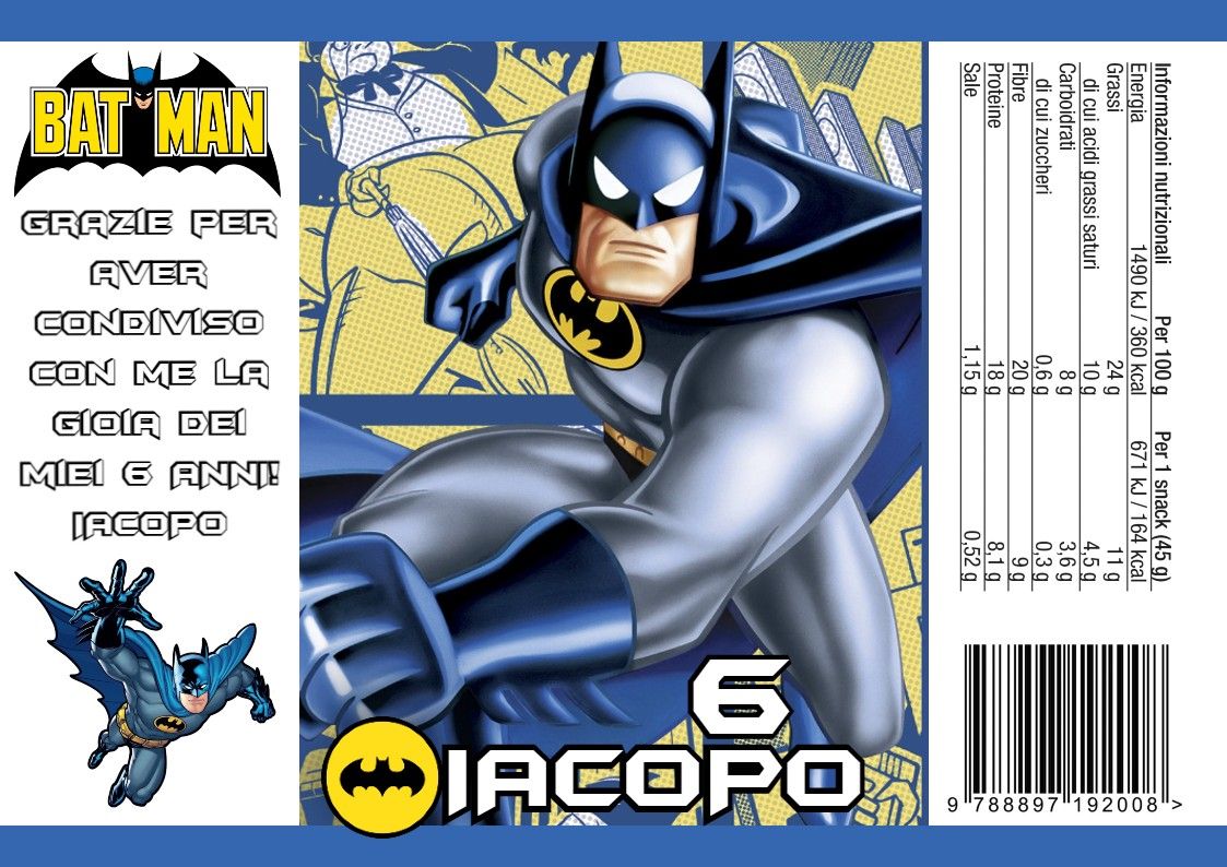 30 Sacchetti Batman personalizza buste patatine piccole