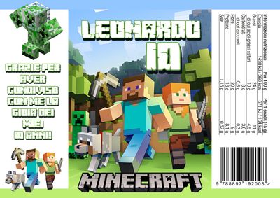 30 Sacchetti Minecraft personalizza buste patatine piccole