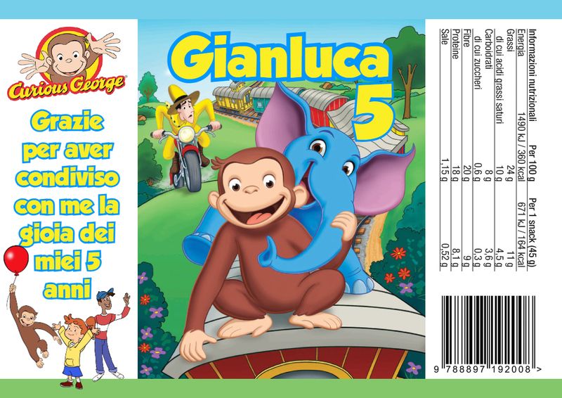 30 Sacchetti Curioso George personalizza buste patatine piccole