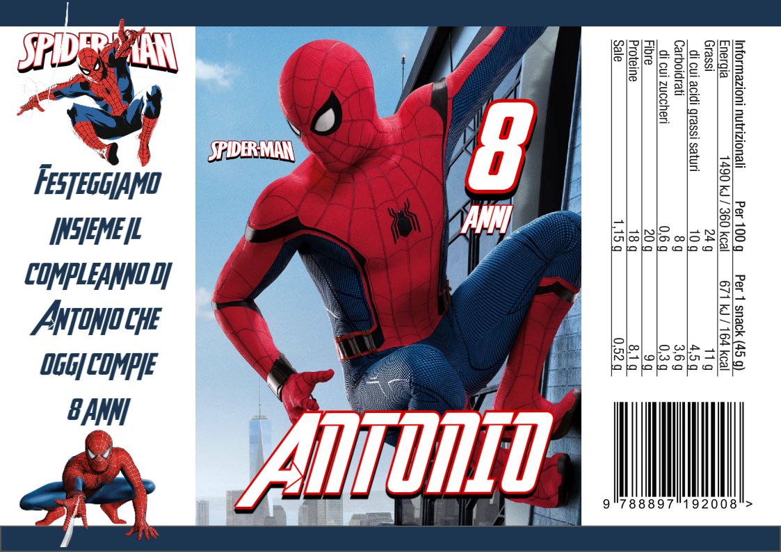 30 Sacchetti Spiderman personalizza buste patatine piccole