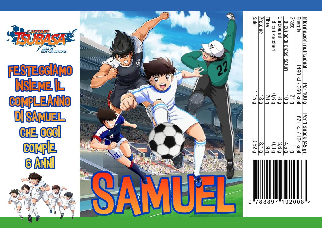 30 Sacchetti Capitan Tsubasa personalizza buste patatine piccole