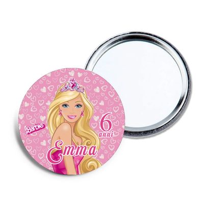 6 specchietti da borsa Barbie personalizza regali festa per bambine