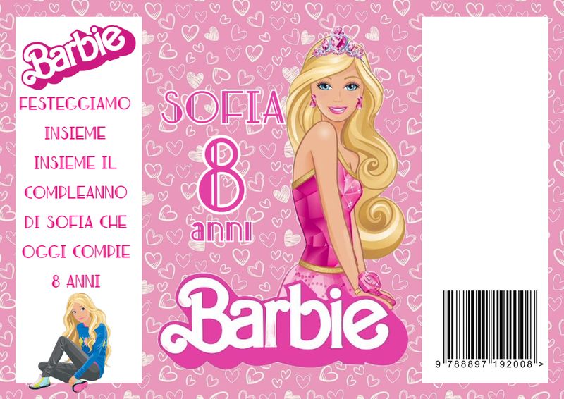 10 bustine sacchetti Barbie personalizza regalini fine festa
