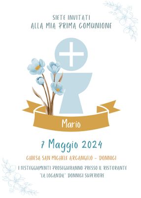 8 biglietti Inviti cartacei personalizzati prima comunione