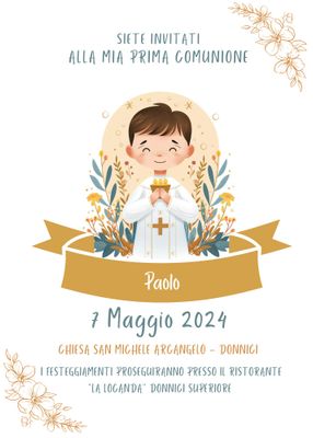 8 biglietti Inviti cartacei personalizzati prima comunione