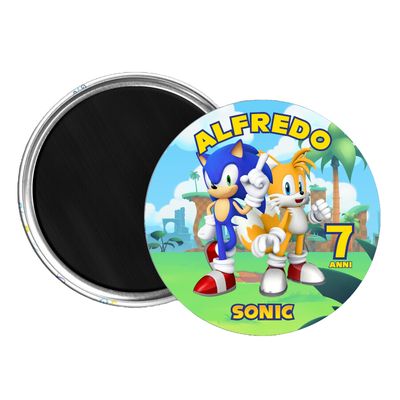 10 Magneti Sonic Calamite frigo tondo 5.8cm personalizzabile