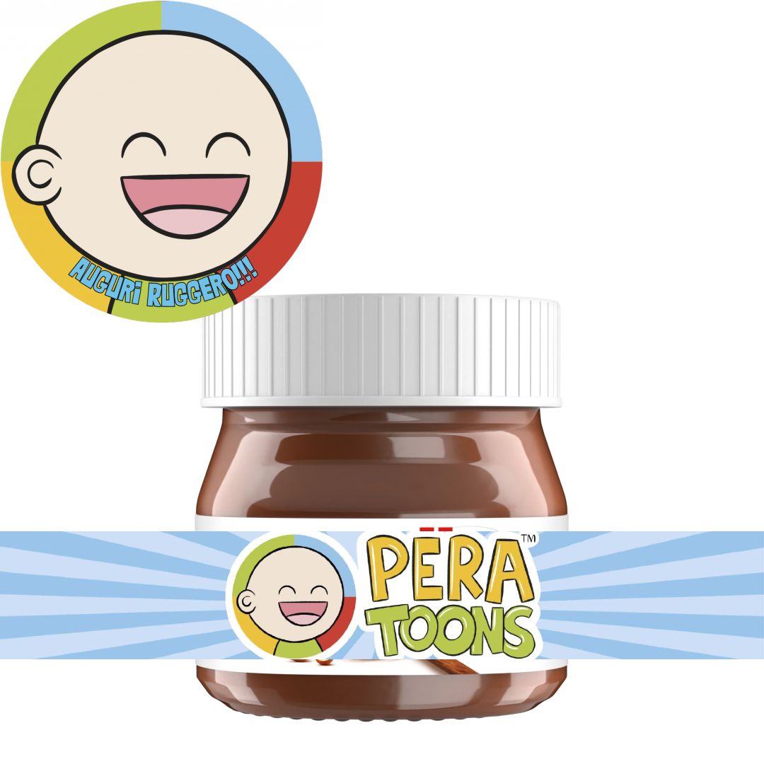 40 Adesivi 20 Tappo + 20 etichette vasetto Pera Toons personalizza mini Nutella
