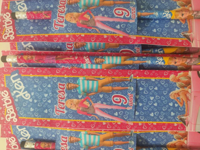10 Matite segnaposto Barbie e Ken personalizza regali fine festa