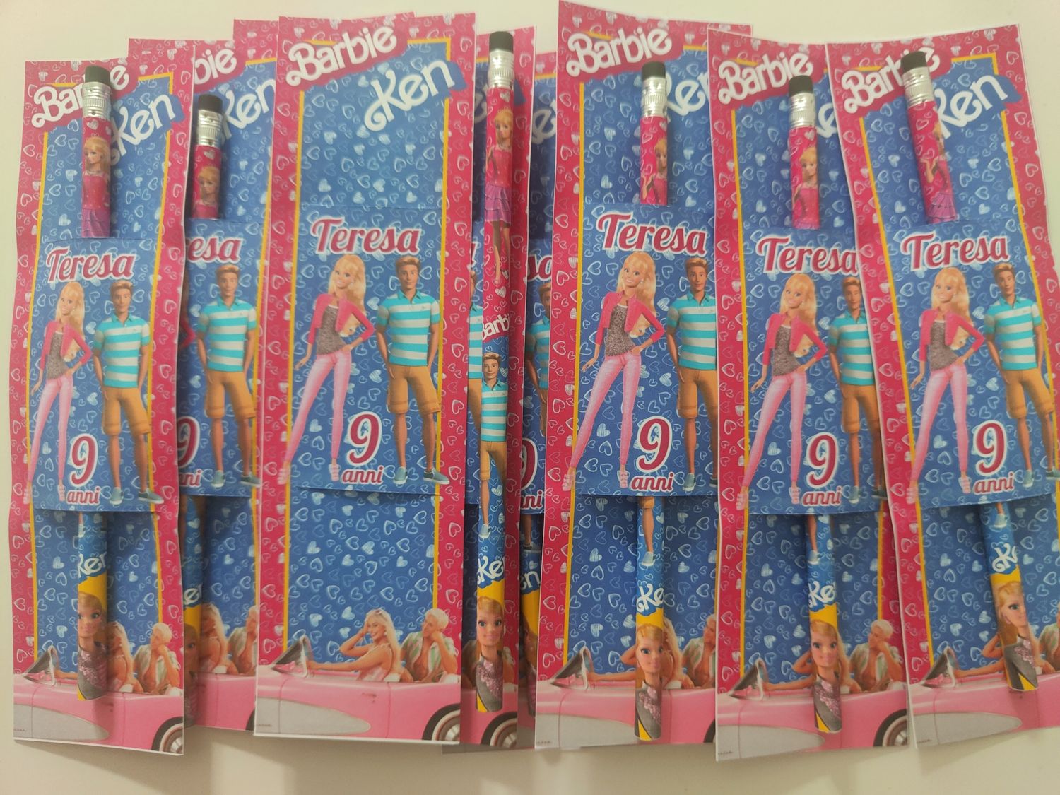 10 Matite segnaposto Barbie personalizza regali fine festa