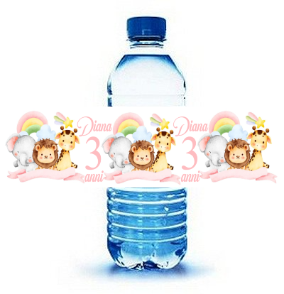 10 Etichette adesive Safari bottiglie Acqua personalizza festa