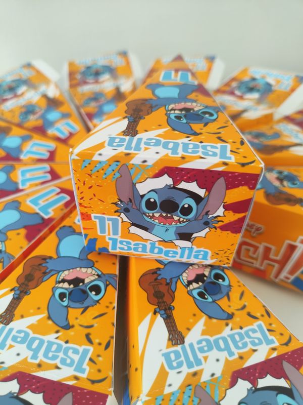 12 scatoline Stitch fetta torta scenografica personalizza con nome